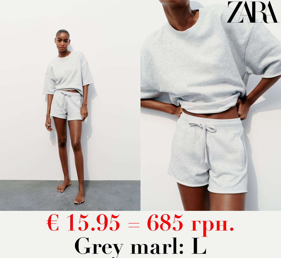 SHORT SLEEVE RIBBED PLUSH SWEATSHIRT