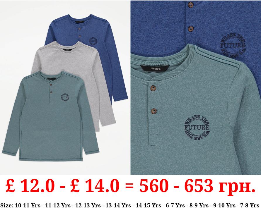 Plain Button Up Long Sleeve Tops 3 Pack