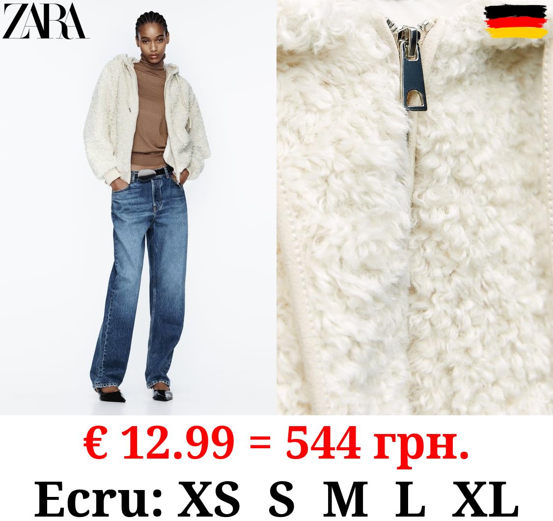 FAUX SHEARLING JACKET WITH HOOD