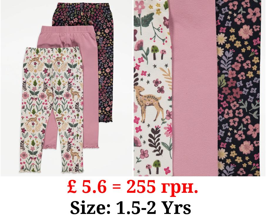 Assorted Woodland Floral Leggings 3 Pack