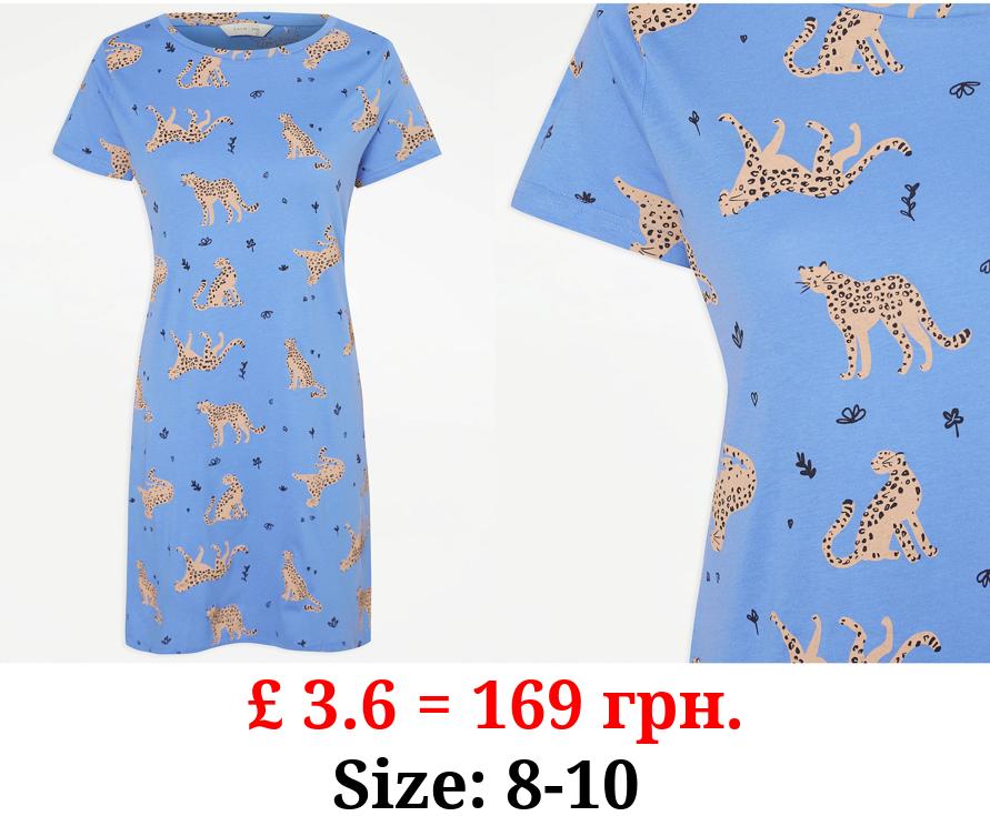 Blue Cheetah Print Nightdress