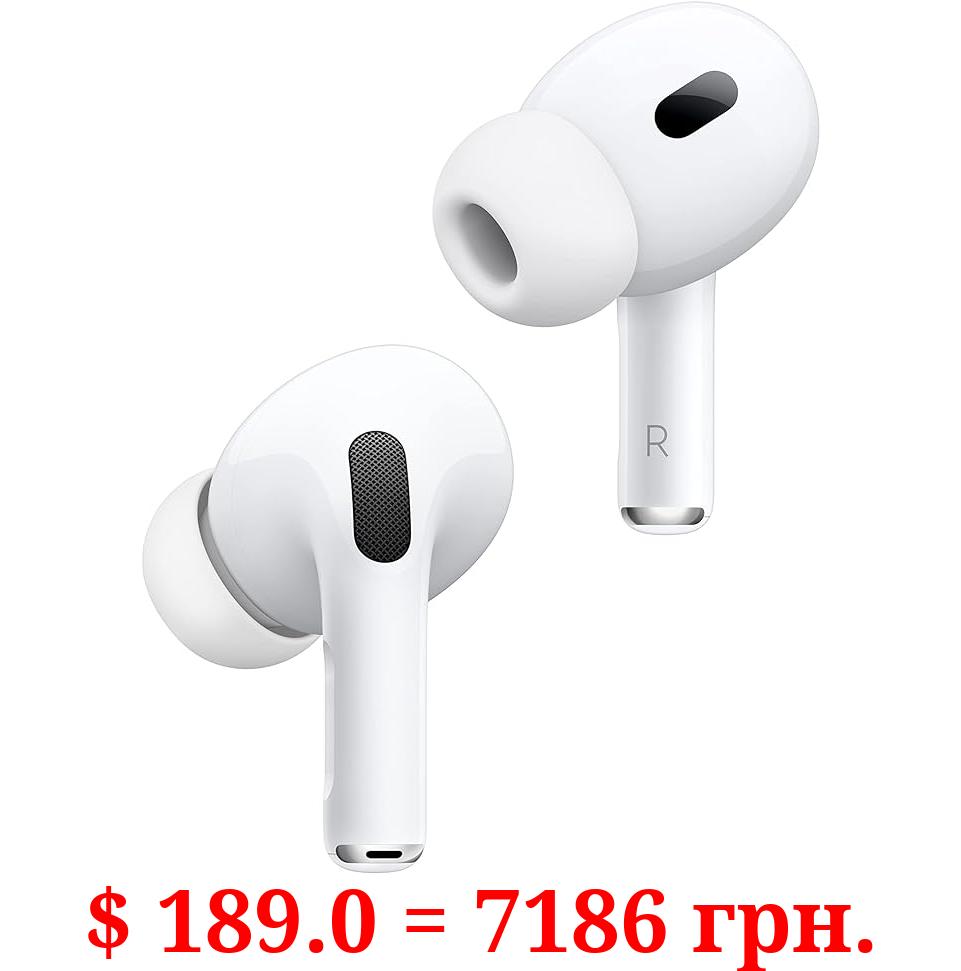 Apple AirPods Pro (2nd Generation) Wireless Ear Buds with USB-C Charging, Up to 2X More Active Noise Cancelling Bluetooth Headphones, Transparency Mode, Adaptive Audio, Personalized Spatial Audio