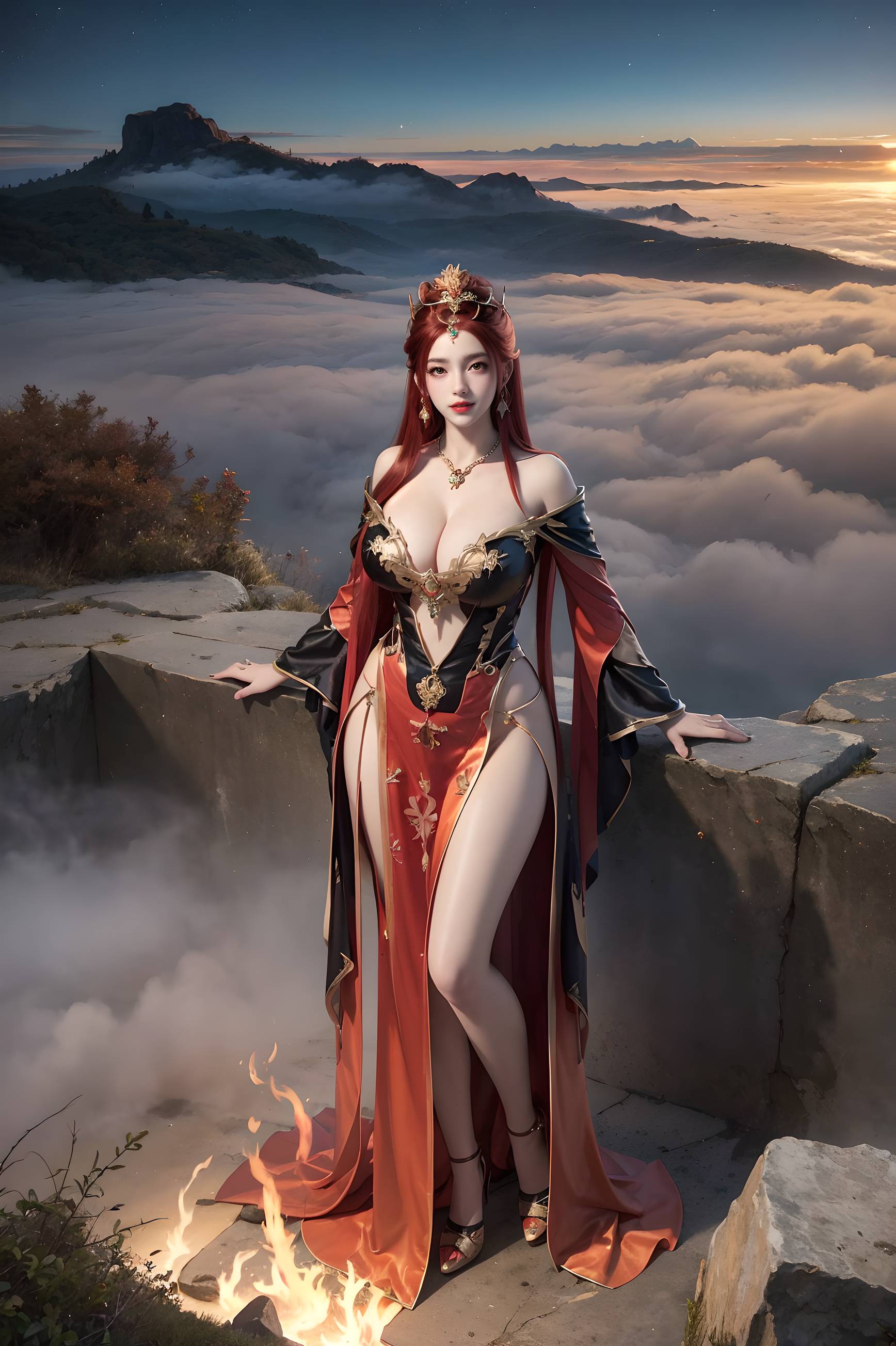 图片[22]-完美世界-曼珠沙华 户外红色礼服-六色网