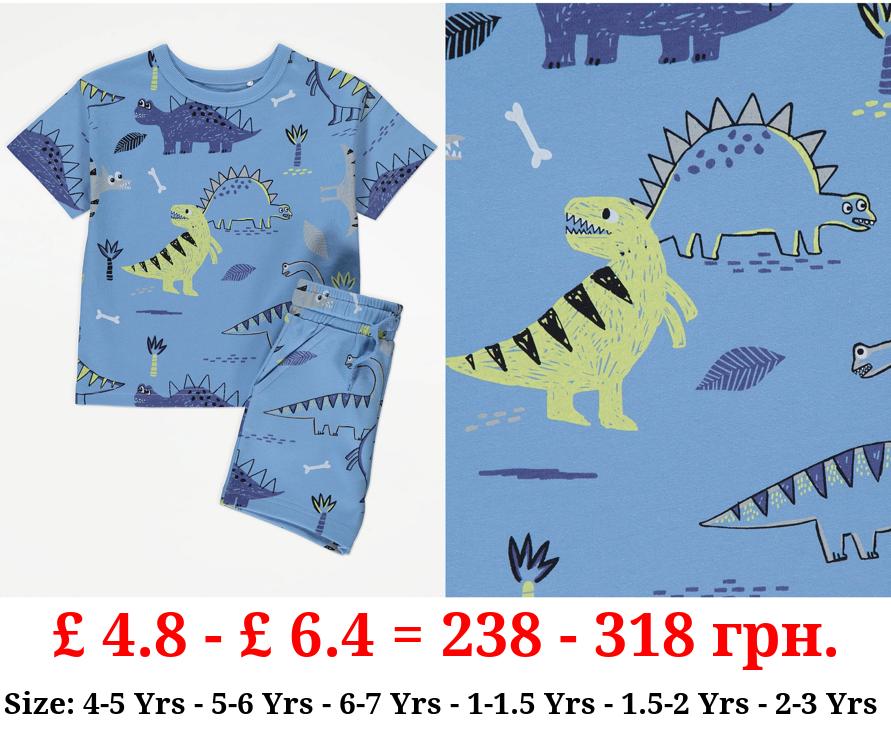 Blue Dinosaur T-Shirt and Shorts Outfit