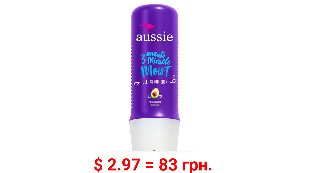 Aussie 3 Minute Miracle Moist Deep Conditioner, Paraben Free, 8 fl oz