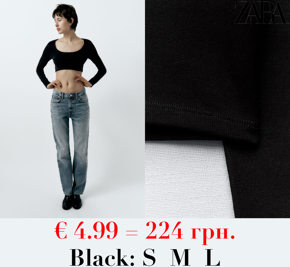 LONG SLEEVE RIBBED CROP TOP