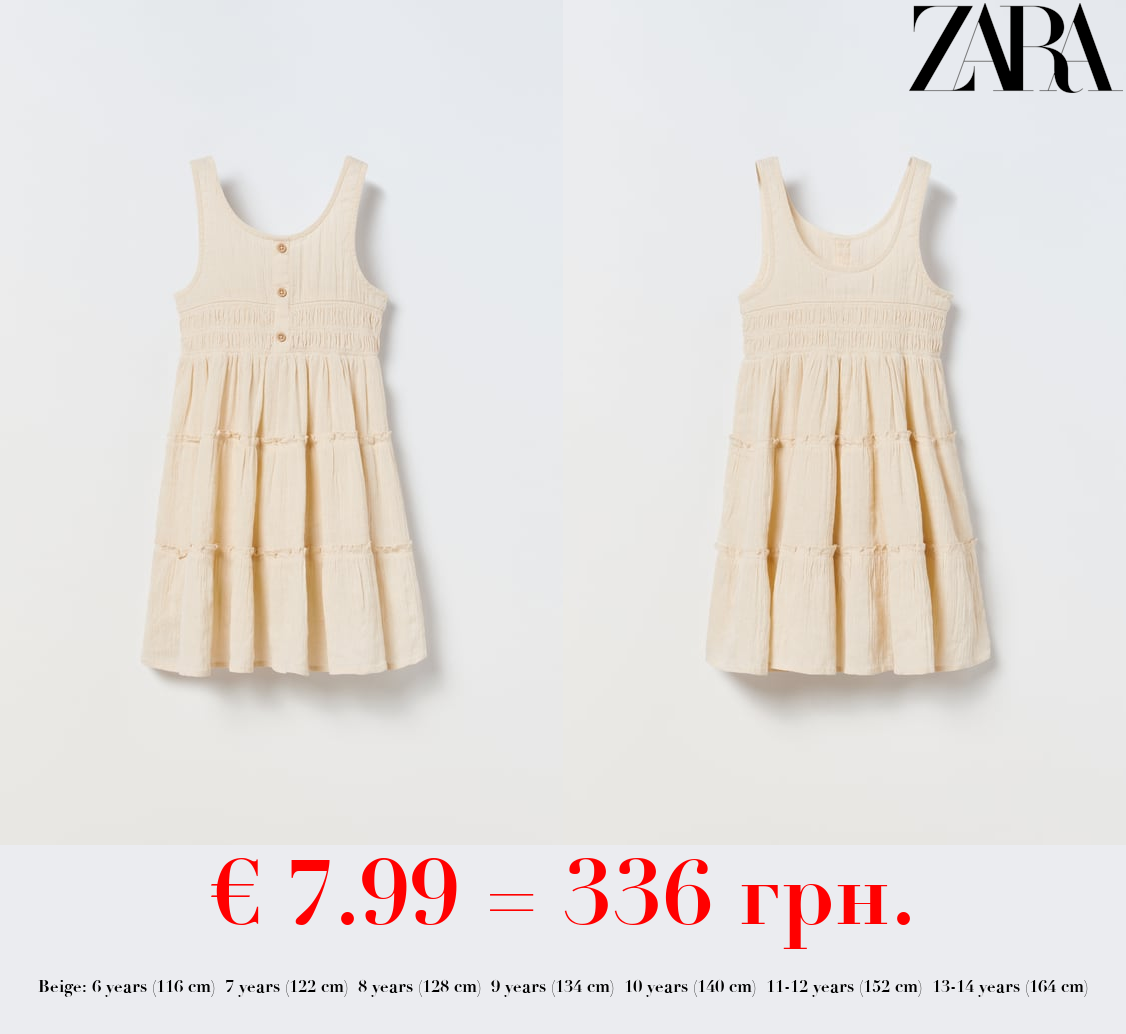 LINEN BLEND TIERED DRESS