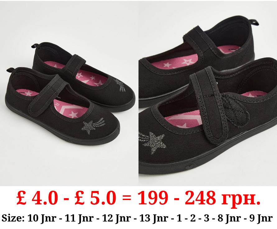 Black Shooting Star Plimsolls