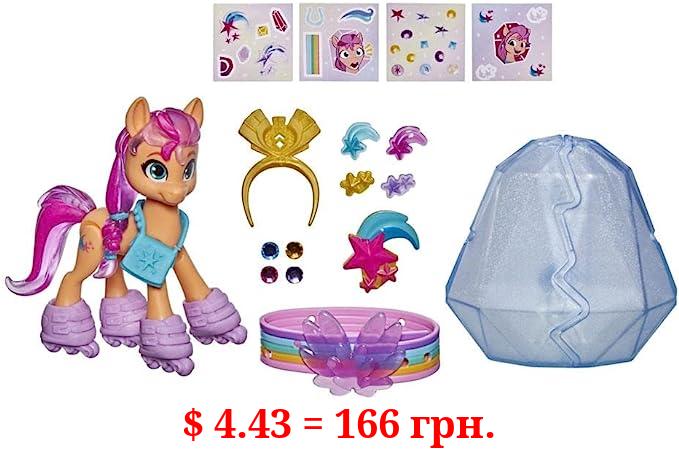 My Little Pony: A New Generation Movie Crystal Adventure Sunny Starscout - 3-Inch Orange Pony Toy, Surprise Accessories, Bracelet (Accessory Colors May Vary)
