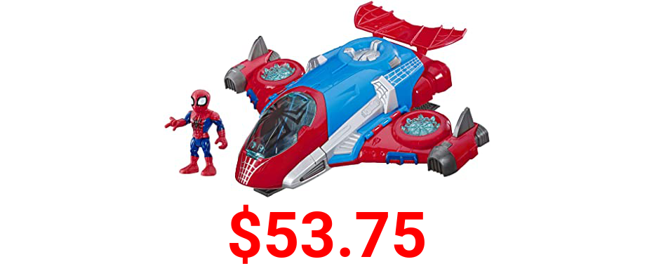 Playskool Heroes Marvel SUPER HERO ADVENTURES Spider-Man Jetquarters, 5-Inch Action Figure and Vehicle Set, Toy Jet, Collectible Toys for Kids from 3 Years Old