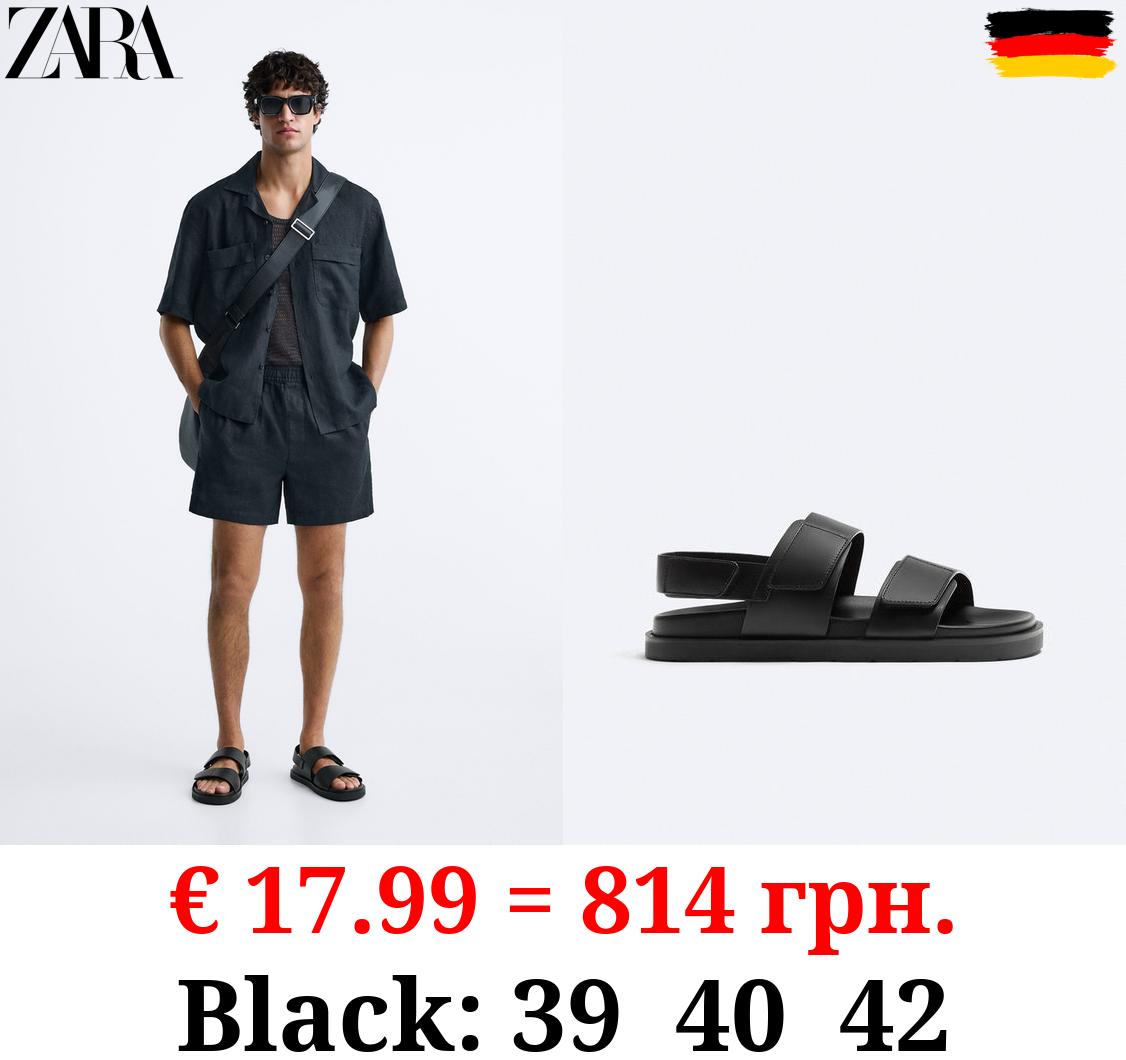 DOUBLE-STRAP LEATHER SANDALS