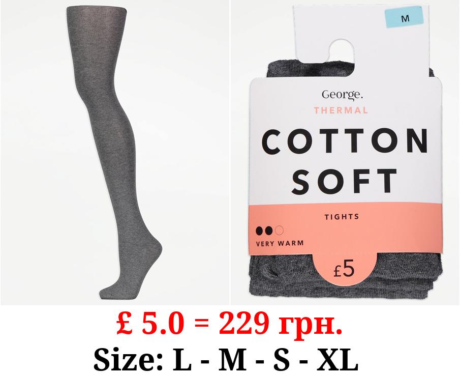 Grey Cotton Rich Soft Thermal Tights