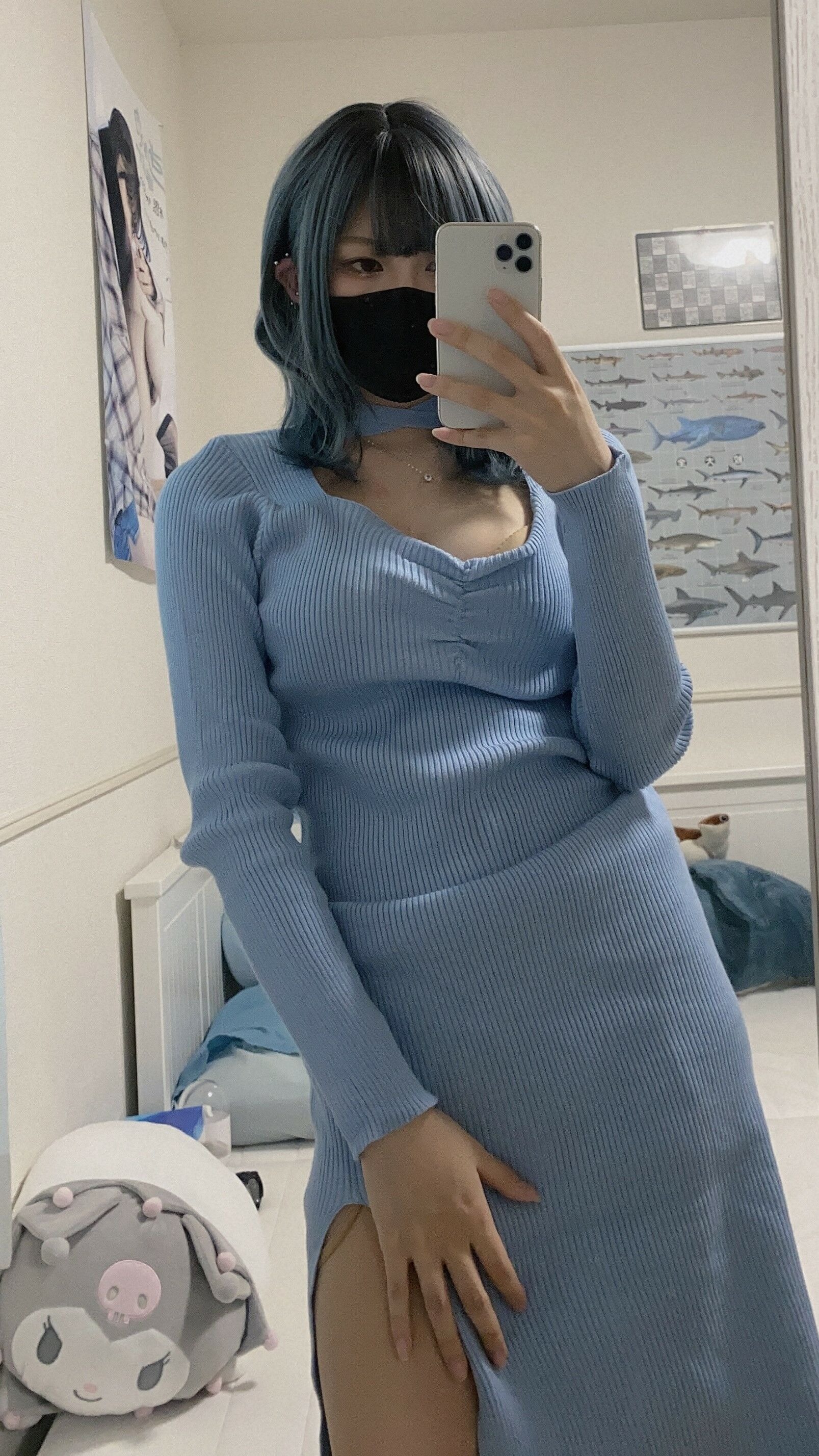 御伽樒 蓝卫衣+猫耳束缚 88
