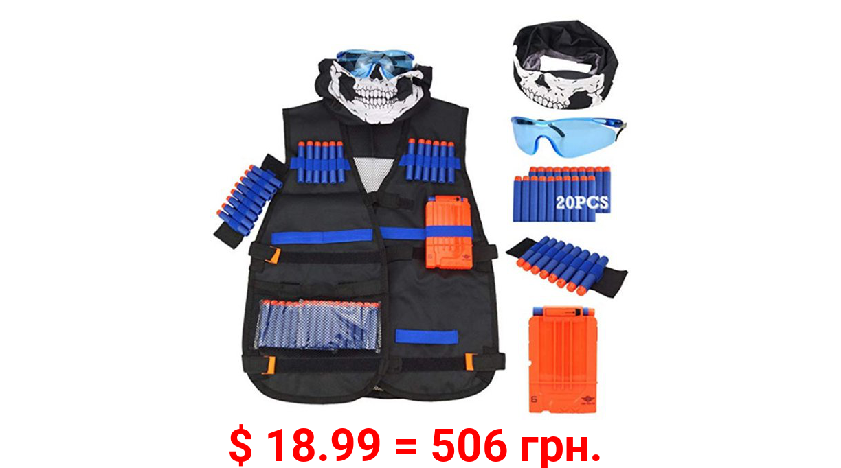 Kids Tactical Vest Suit Kit Set Outdoor Game Kids Tactical Vest Holder Kit for Nerf N-Strike Elite Series Hutting Accessories