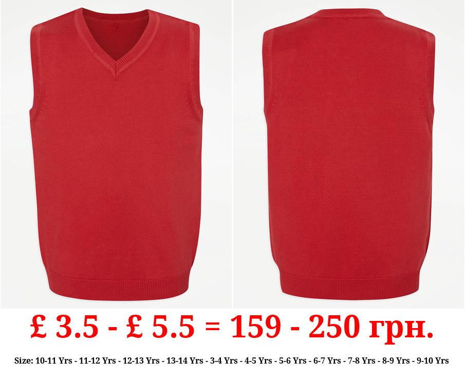 Red V-Neck School Tank Top