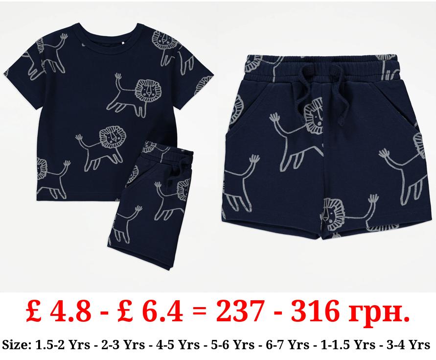 Navy Lion T-Shirt and Shorts Outfit