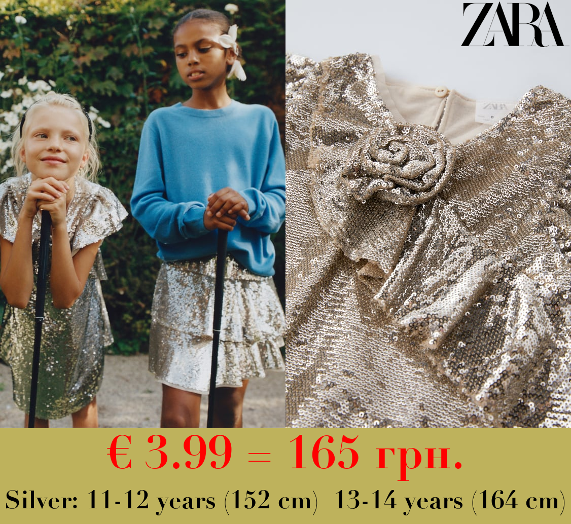 SEQUINNED DRESS WITH FLOWER