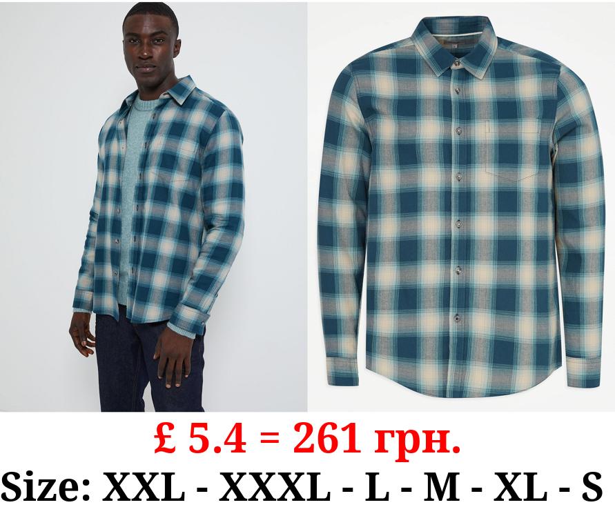 Teal Checked Brushed Long Sleeve Shirt