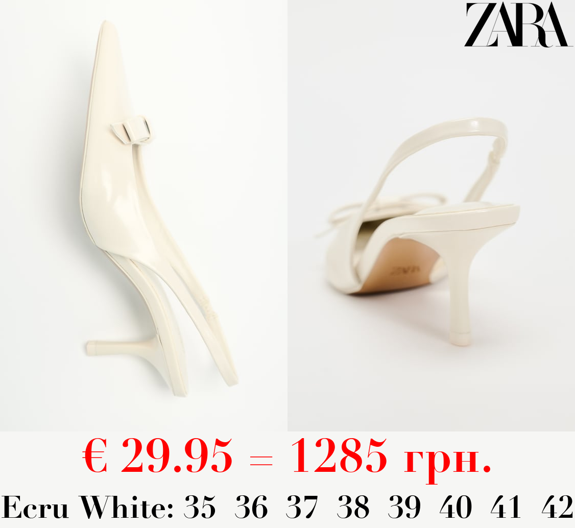 PATENT-FINISH HEELED SHOE WITH BOW