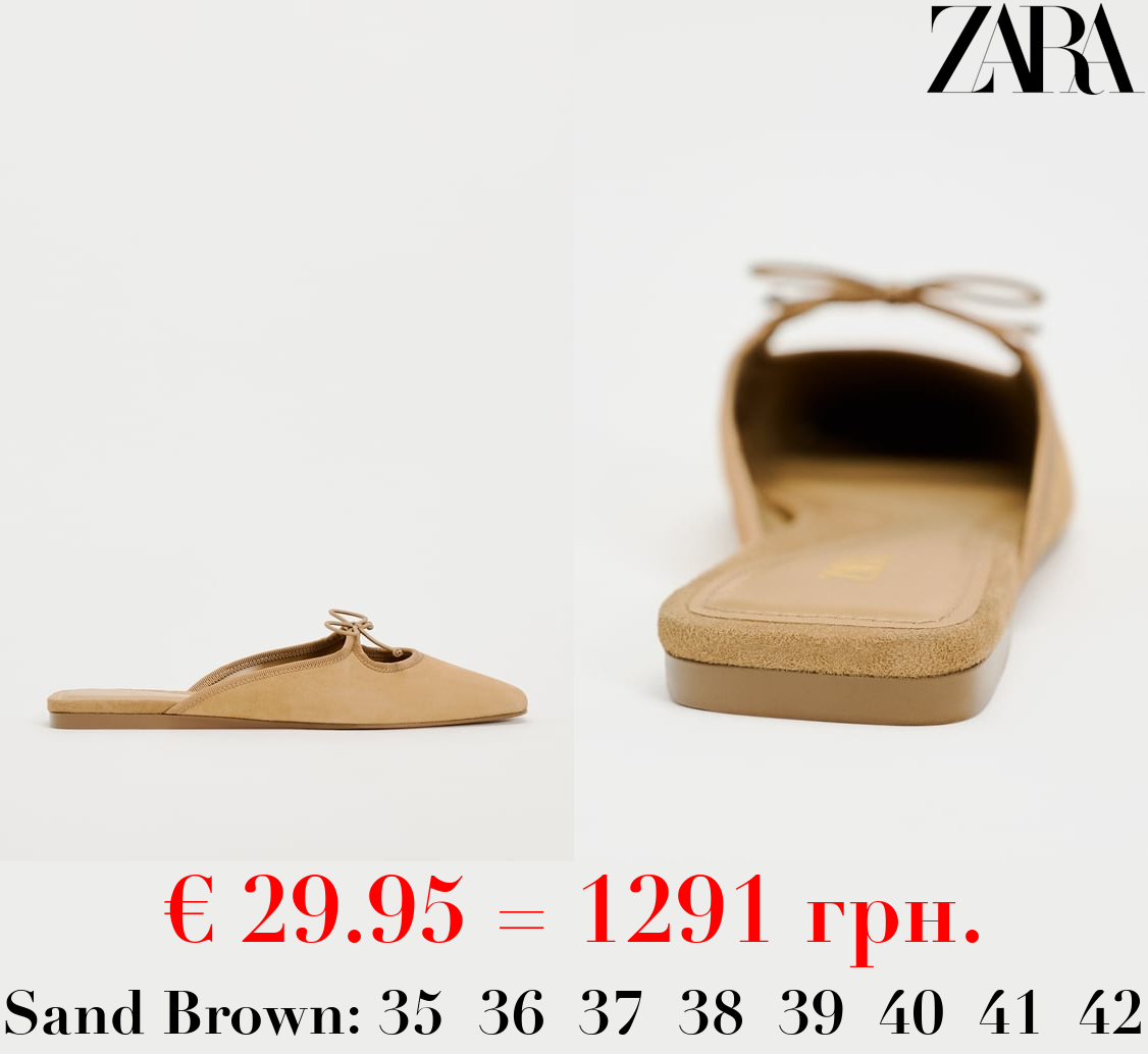 LEATHER MULES WITH BOW DETAIL