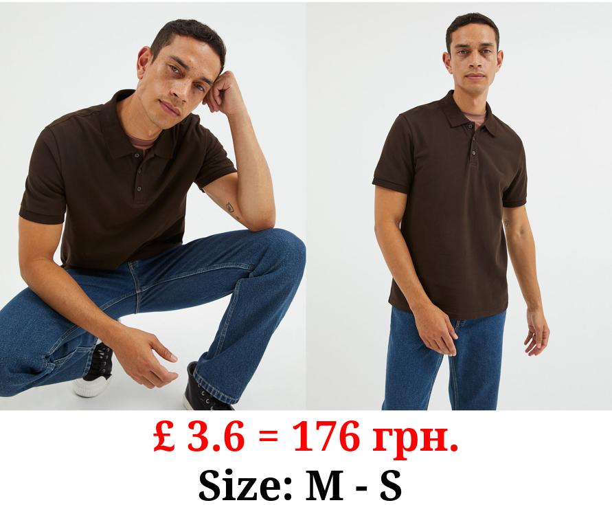 Brown Plain Polo Top