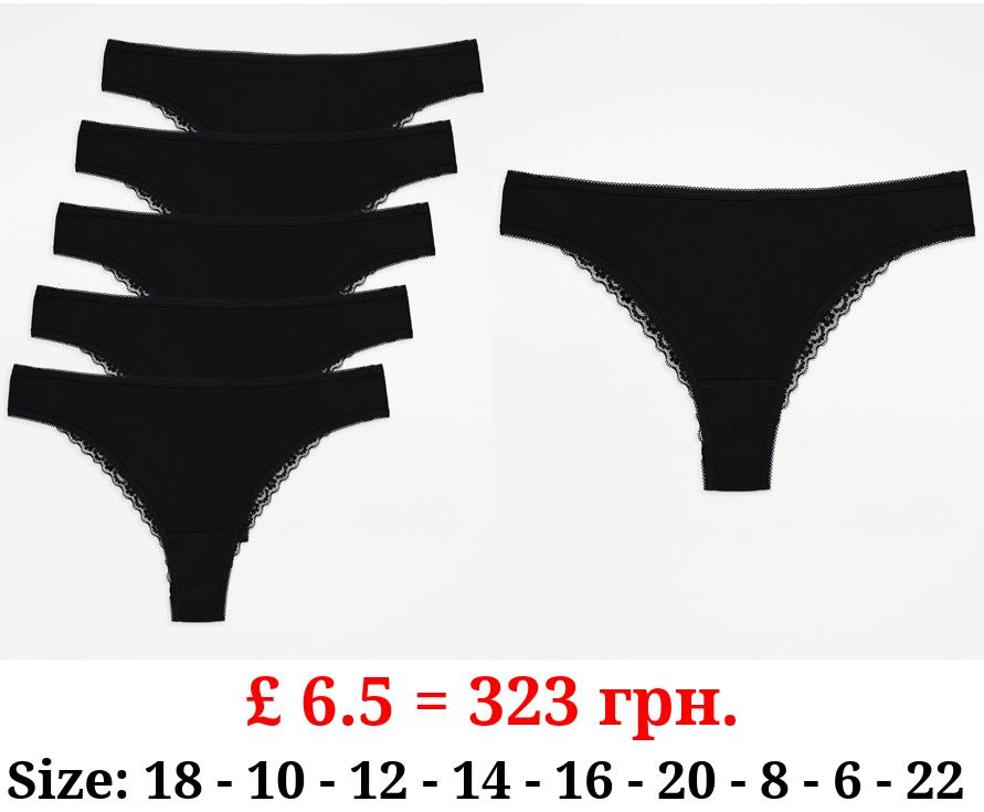 Black Lace Back Brazilian Knickers 5 pack