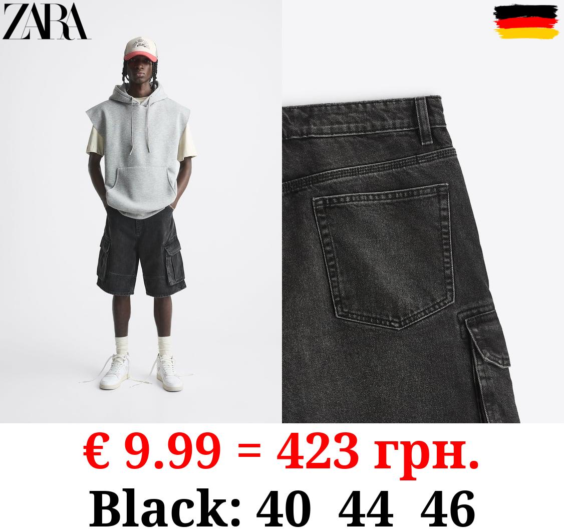 DENIM CARGO BERMUDA SHORTS