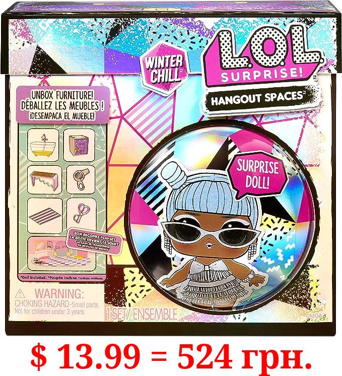 LOL Surprise Winter Chill Hangout Spaces Furniture Playset with Ice Doll, 10+ Surprises with Accessories, For LOL Dollhouse Play - Collectible Toy for Kids, Gift for Girls Boys Ages 4 5 6 7+ Years Old