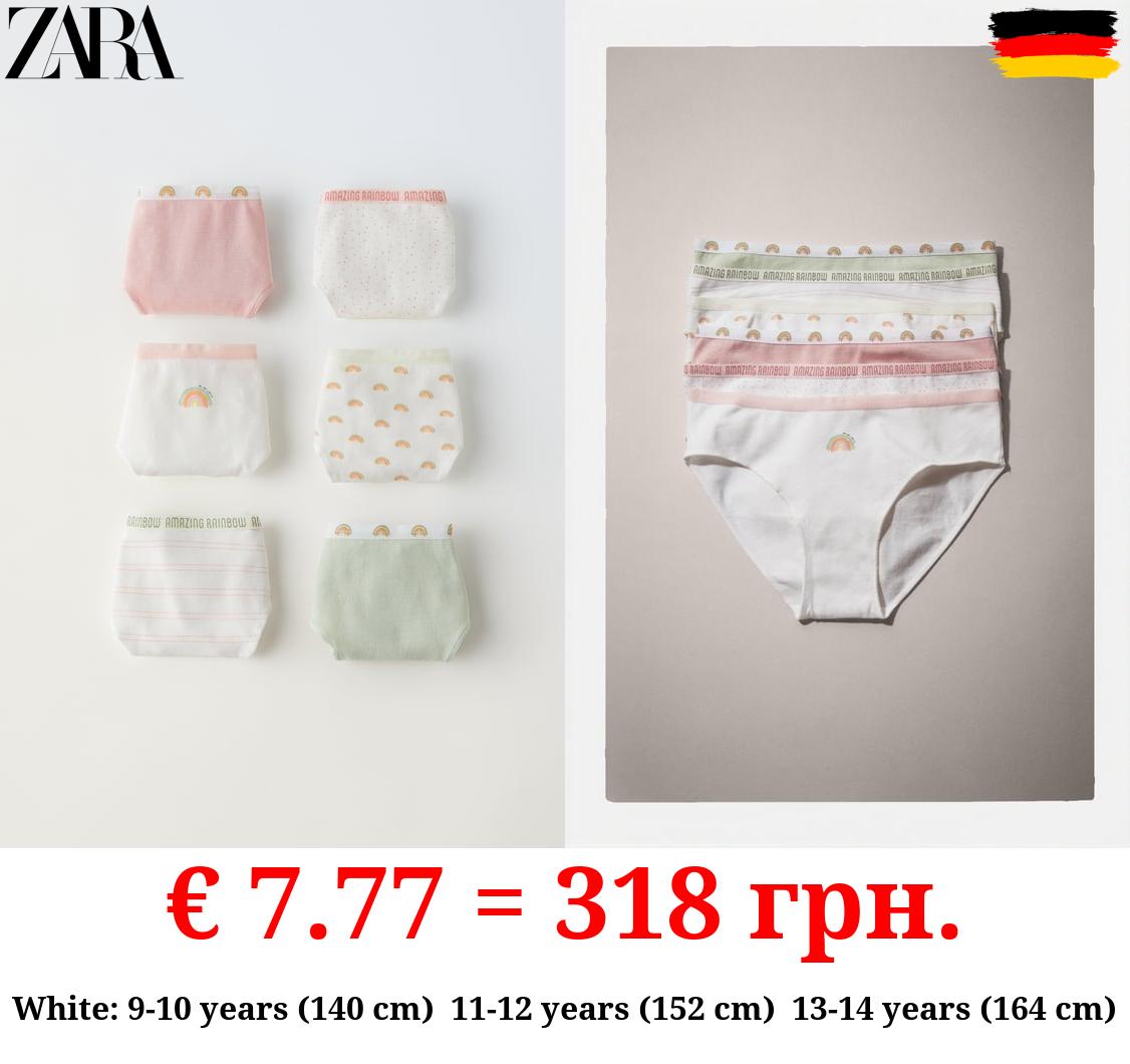 6-14 YEARS/ PACK OF SIX RAINBOW BRIEFS