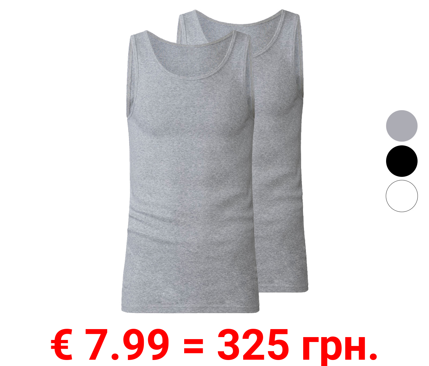 LIVERGY Herren Feinripp-Achselhemden, 2 Stück, reine Baumwolle