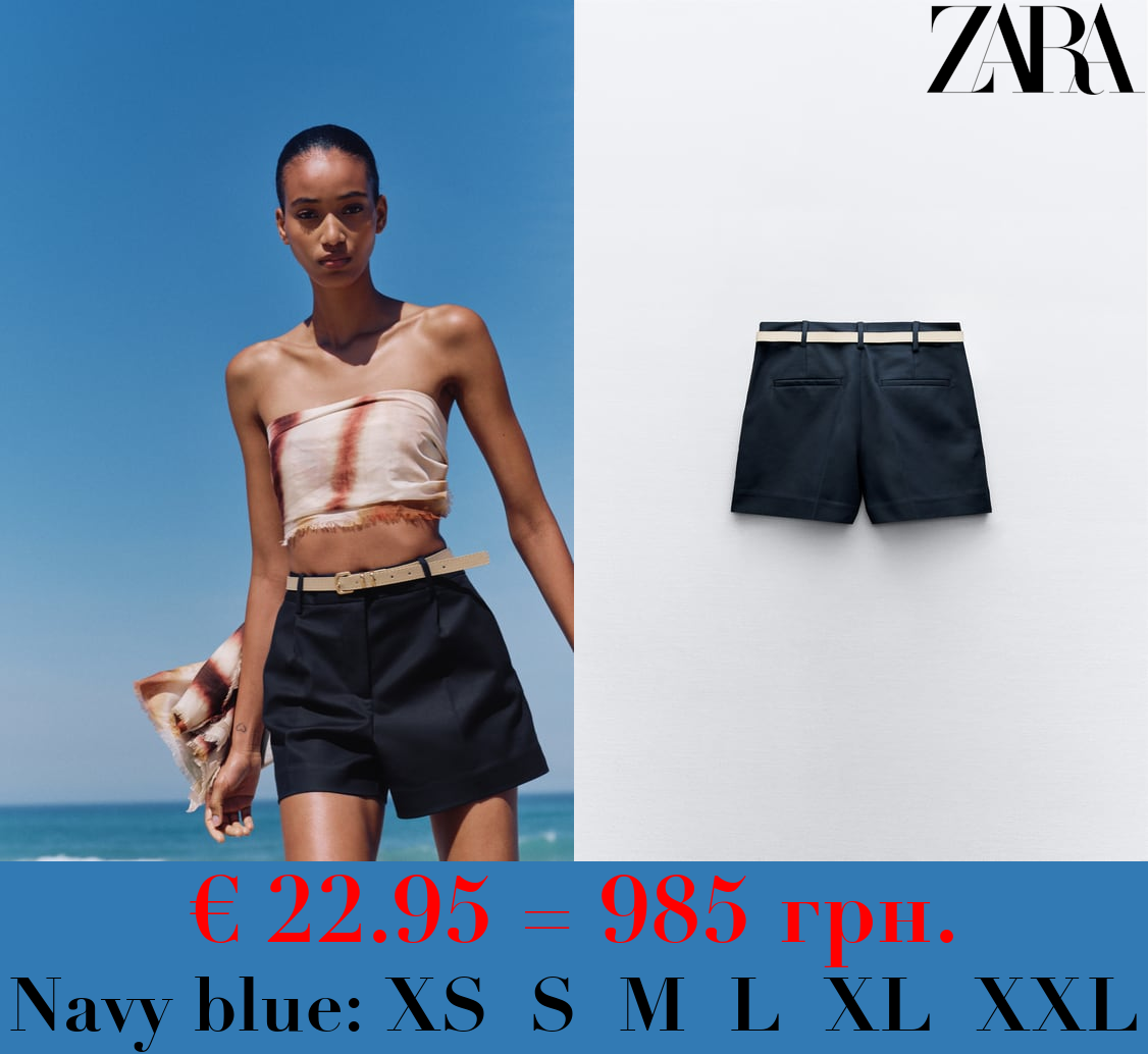 DARTED BERMUDA SHORTS WITH BELT