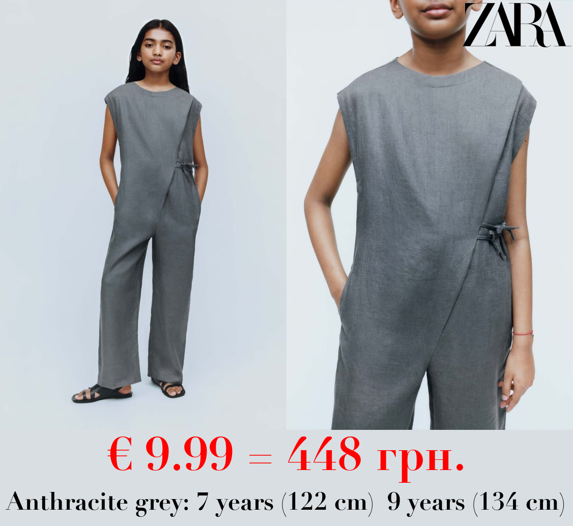 LINEN PLAYSUIT WITH BOWS