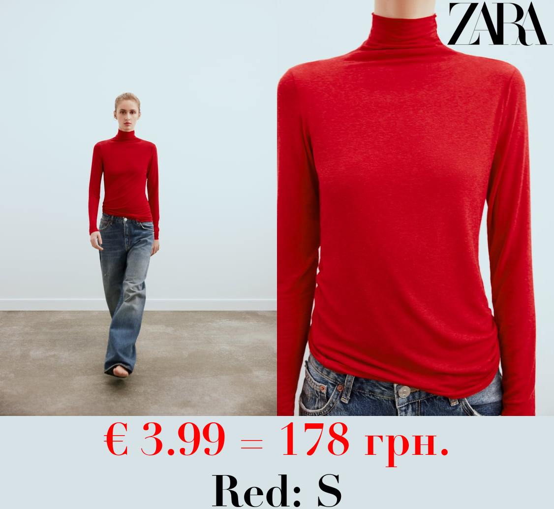 HIGH NECK SEMI-SHEER TOP