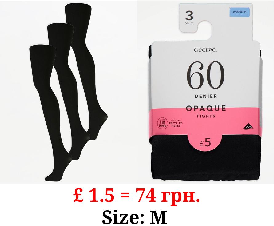 Black 60 Denier Opaque Tights 3 Pack