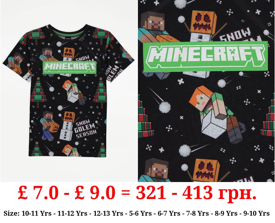 Minecraft Black Christmas T-Shirt