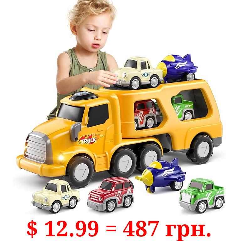 Trucks Toddler Boy Toys Cars for Toddlers 1-3 - 5-in-1 Kids Toys for 3 4 5 6 Years Old Boys Transport Vehicle Carrier Truck, Car Toys Set for Age 3-9, Christmas Birthday Gifts