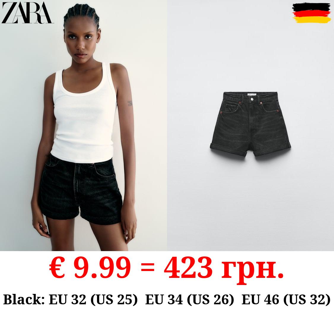 TRF HIGH-RISE MOM FIT DENIM BERMUDA SHORTS