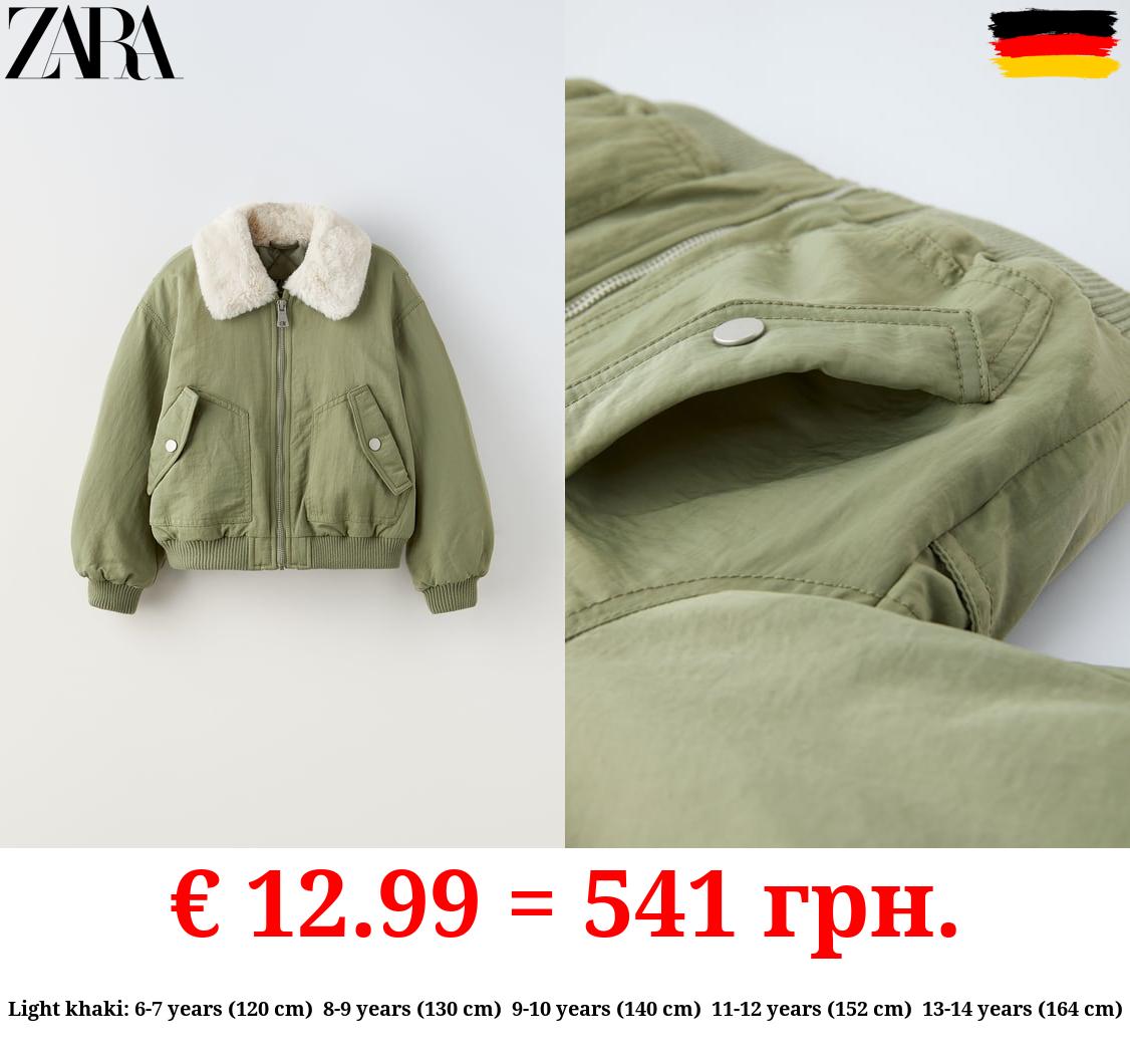 BOMBER JACKET WITH FAUX FUR COLLAR