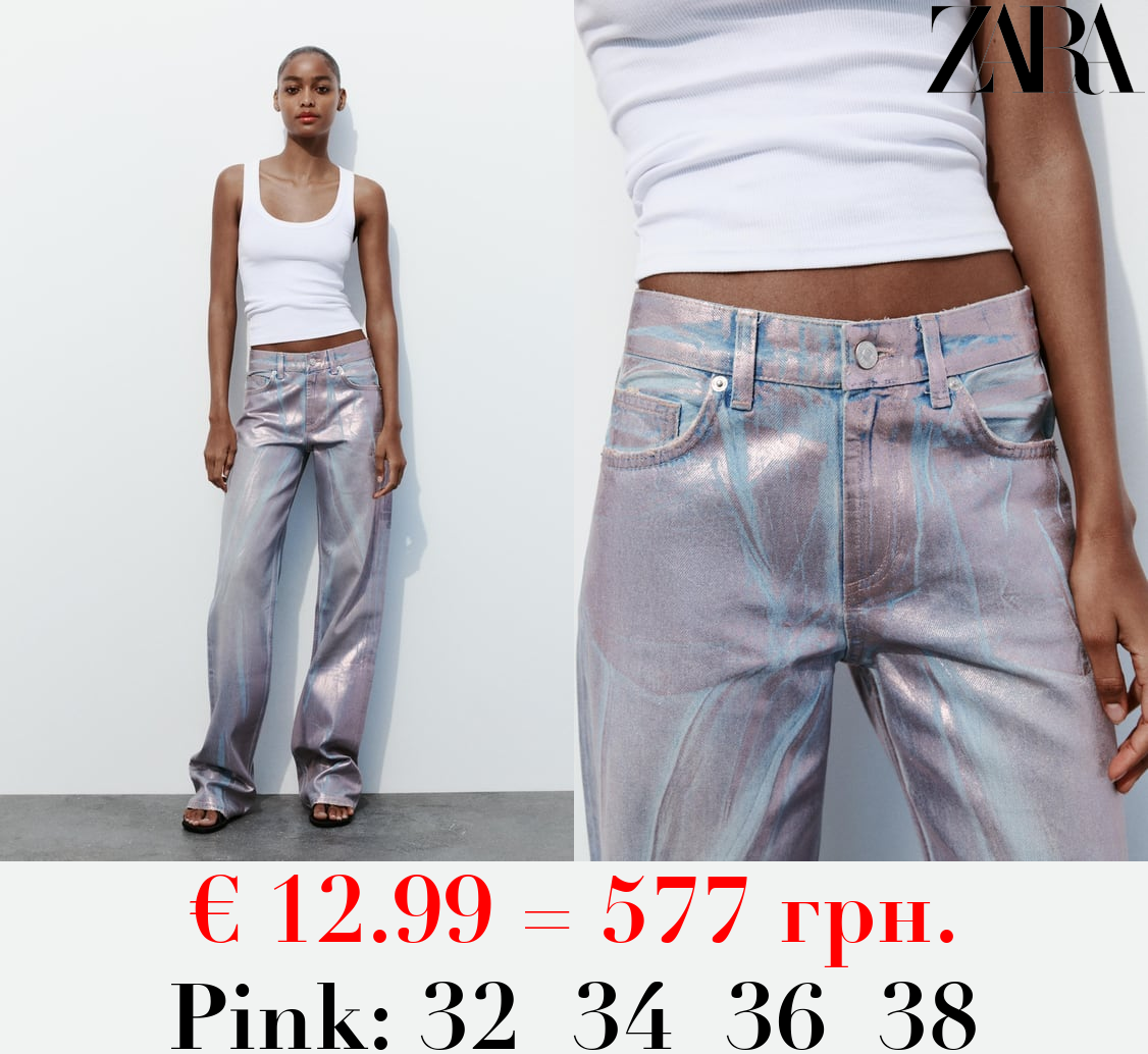 MID-RISE FULL-LENGTH TRF JEANS WITH FOIL FINISH