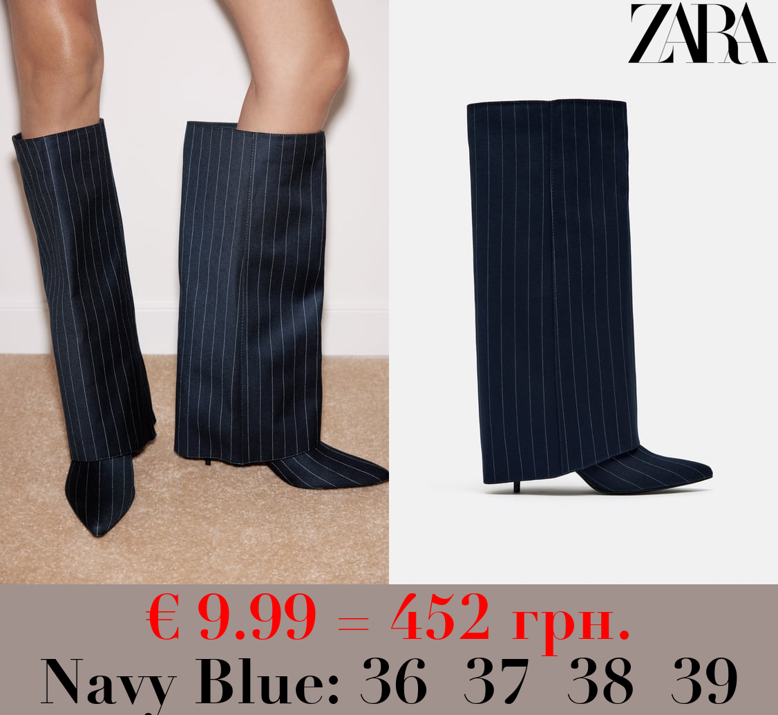 FABRIC HEELED KNEE-HIGH BOOTS