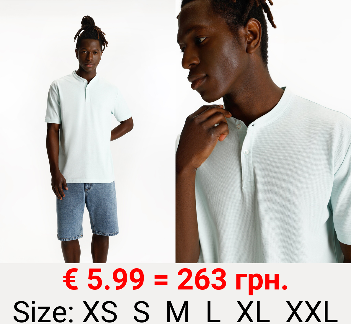 Mandarin collar polo shirt