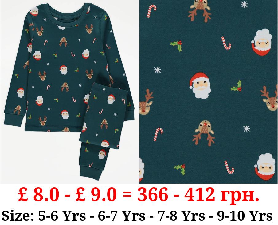 Dark Green Long Sleeve Christmas Pyjamas