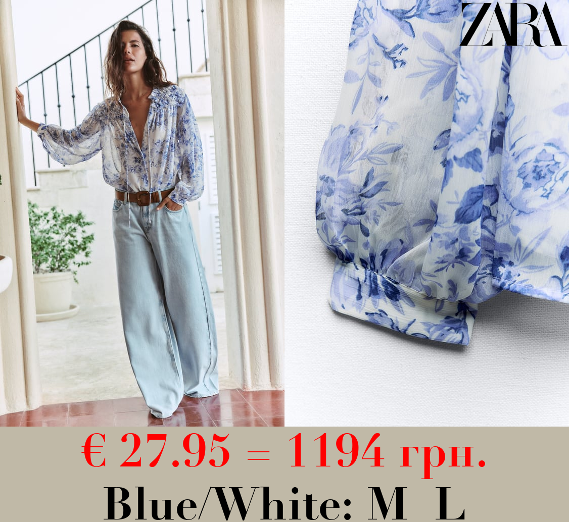 RUFFLED FLORAL PRINT BLOUSE