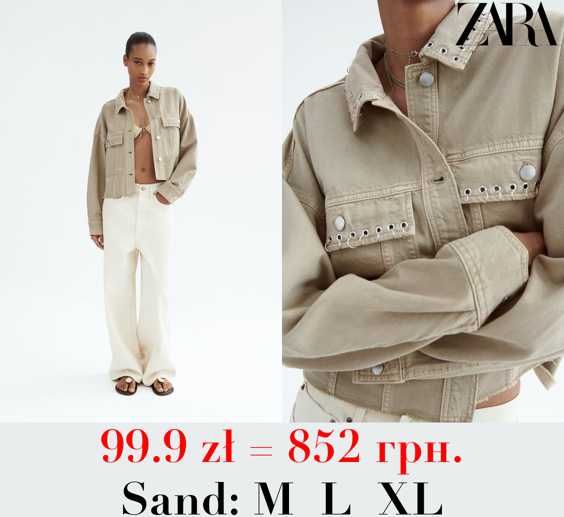 CROPPED OVERSHIRT WITH PIERCING DETAIL