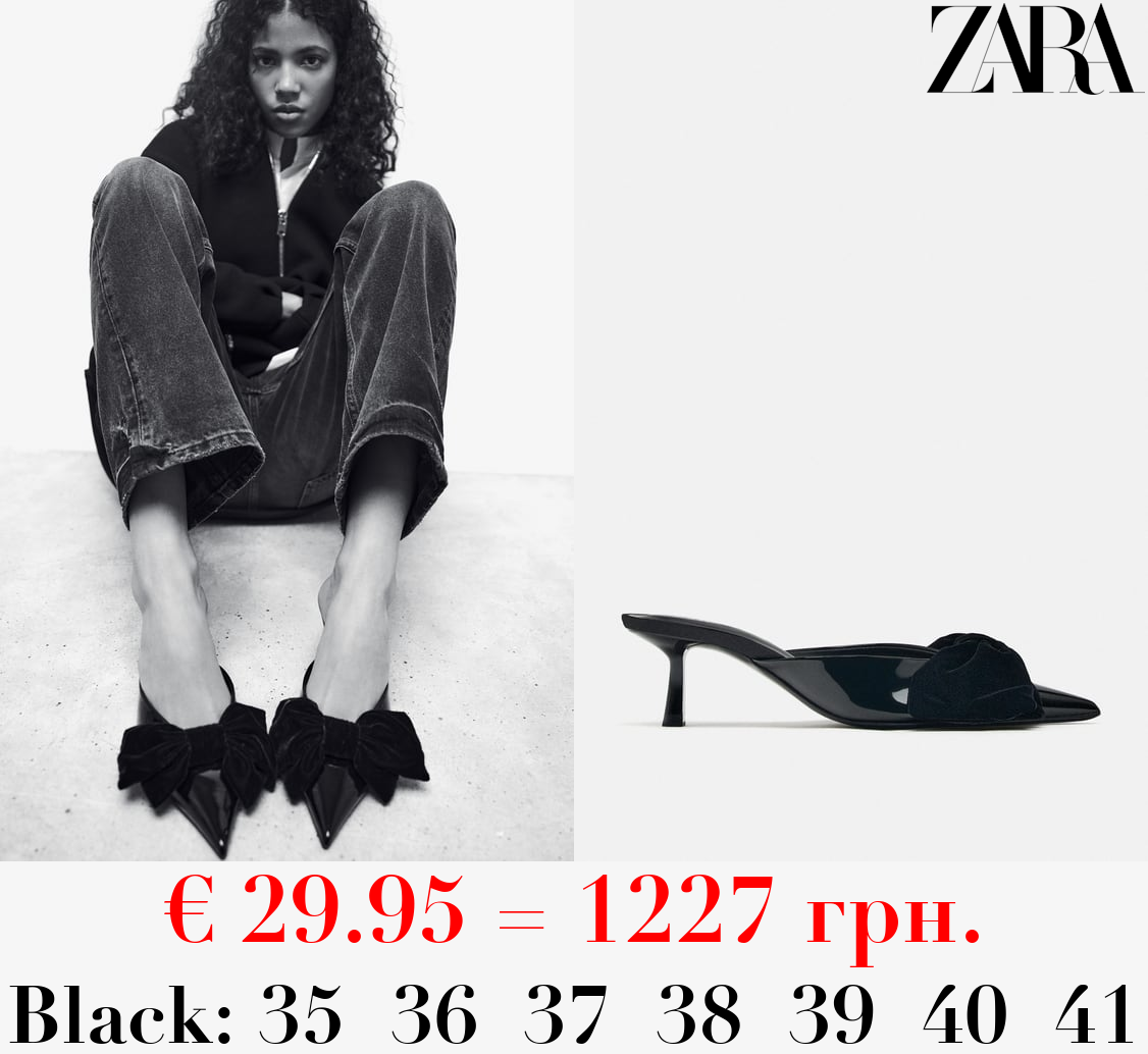 HEELED MULES WITH BOW