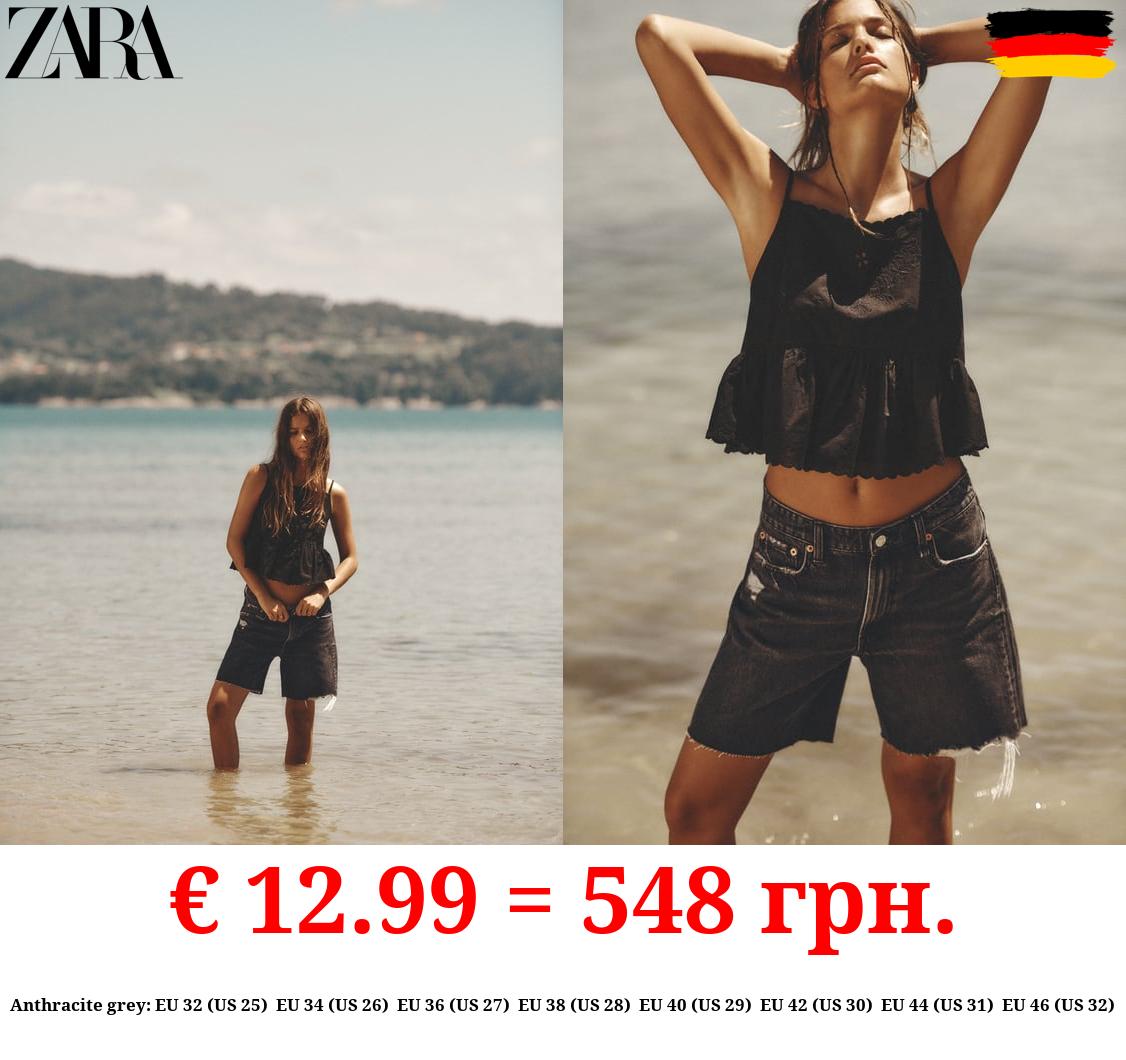 LOOSE FIT DENIM TRF BERMUDA SHORTS