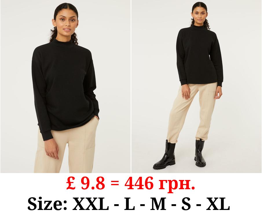 Black High Neck Sweatshirt