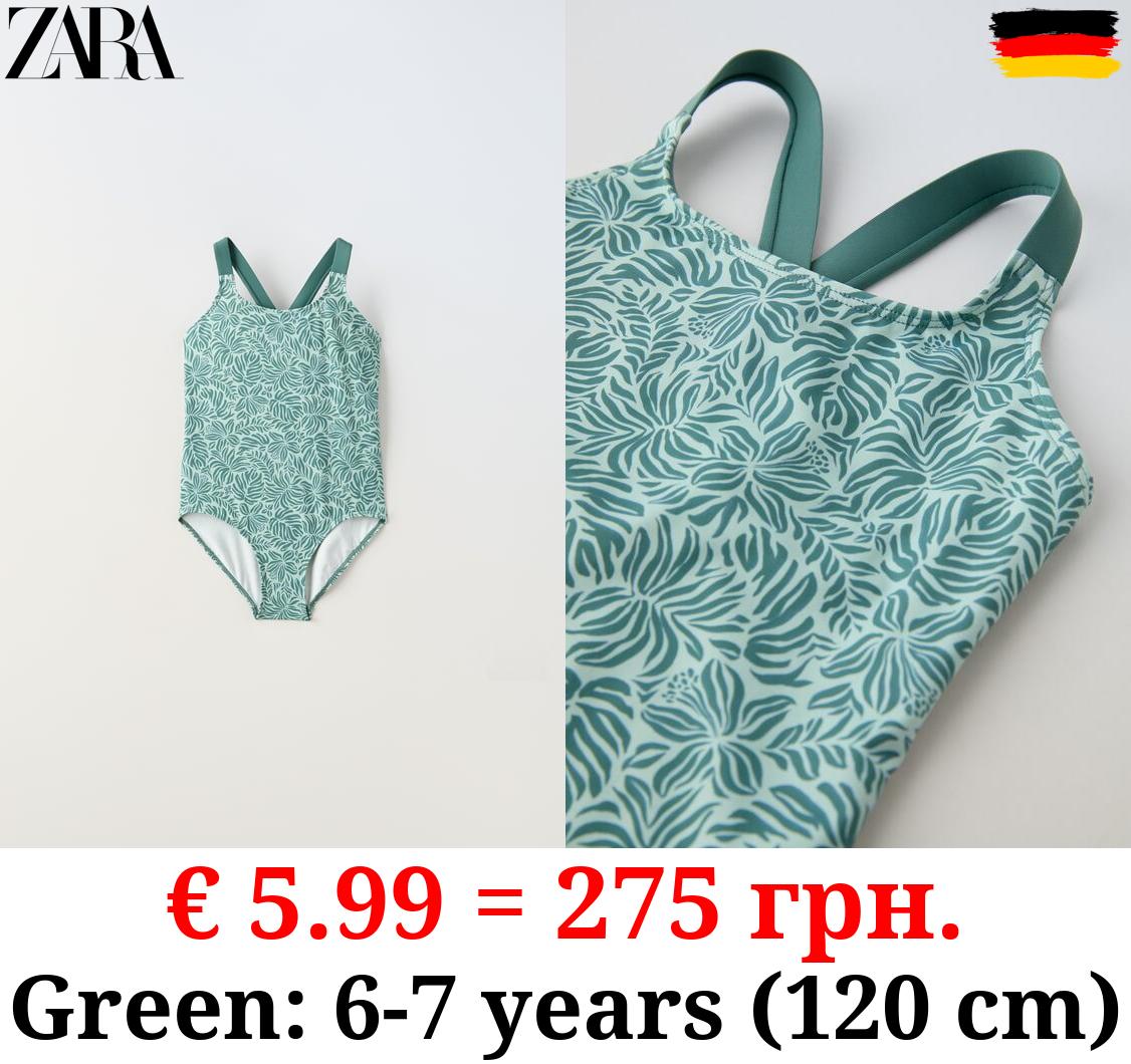 6-14 YEARS/ LEAF PRINT SWIMSUIT