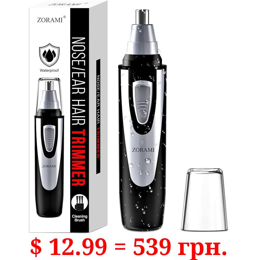 Ear and Nose Hair Trimmer Clipper - 2024 Professional Painless Eyebrow & Facial Hair Trimmer for Men Women,Battery-Operated Trimmer with IPX7 Waterproof,Dual Edge Blades for Easy Cleansing Black
