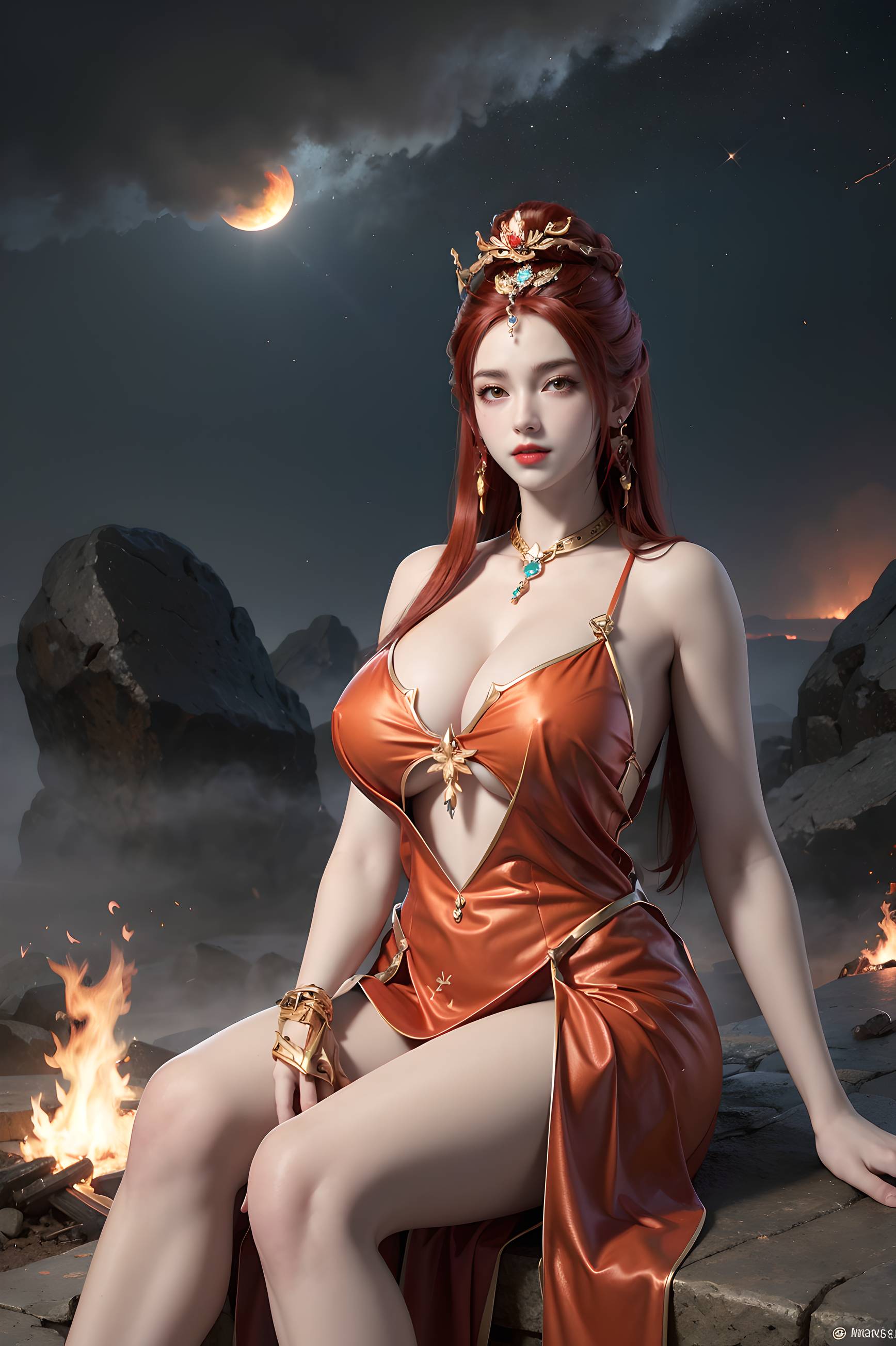 图片[104]-完美世界-曼珠沙华 户外红色礼服-六色网